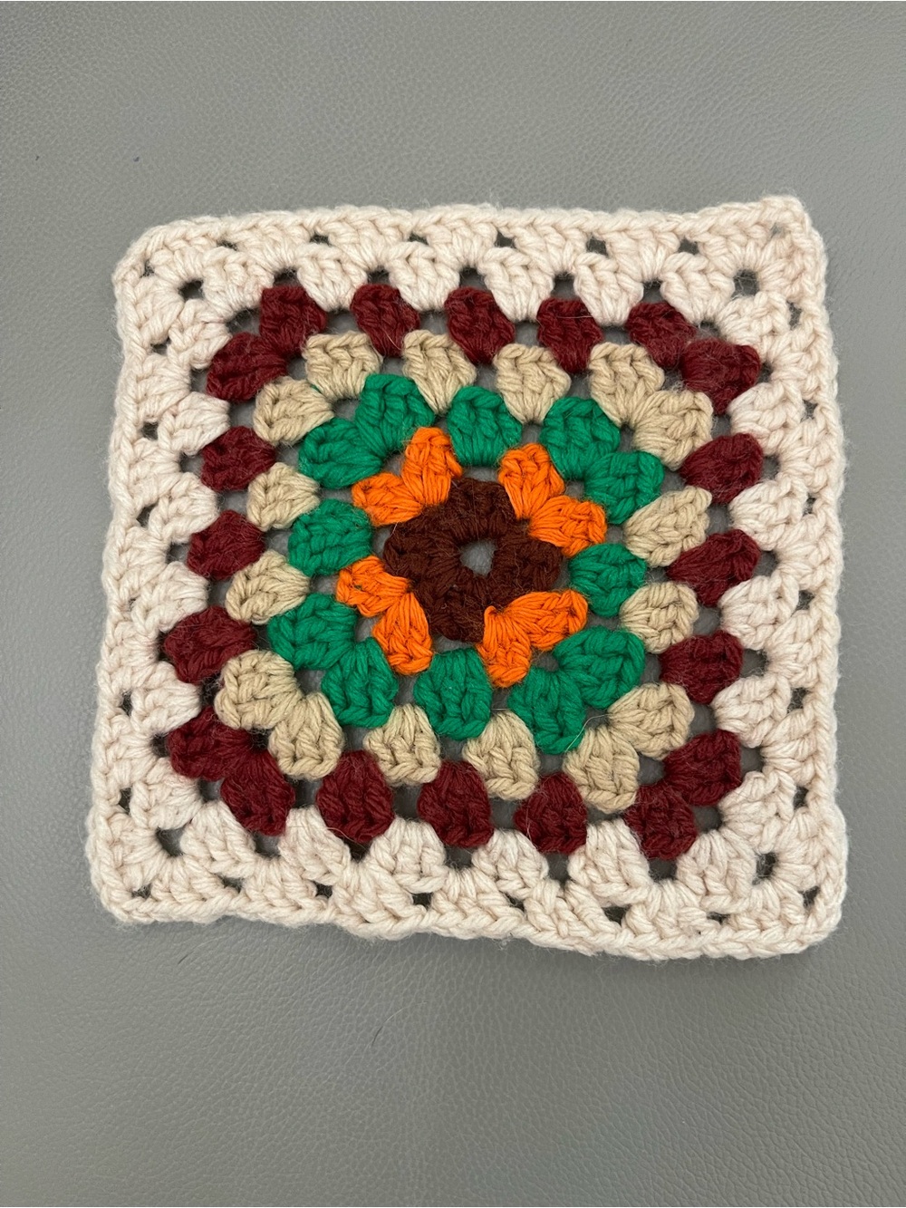 VTG Handmade Multicolor Crochet Mat / Trivet / Potholder, Approx. 6.5” x 6.5”
